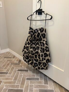 Tibi Metallic Leopard Jacquard Strapless Bubble Dress – Size 2